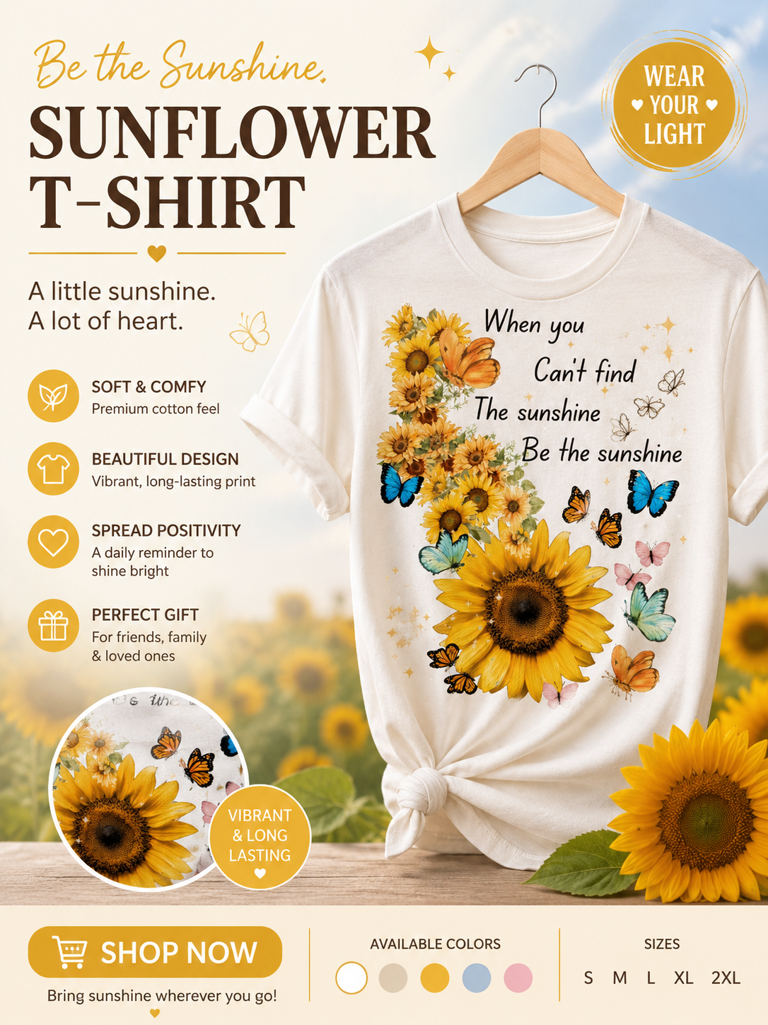 When you can't find the sunshine be the sunshine T-shirt